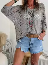 BreezeLayer™ Trendy Perforeret Sweater - Komfortabel Boho Dametrøje 🌸
