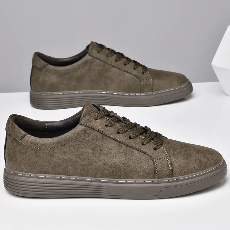Men's Genuine Leather Sneakers Casual Dress Shoes