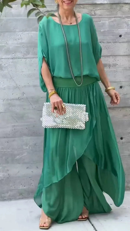 Elarisse Chiffon Zweiteiler mit weitem Bein