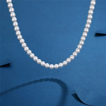 Artificial White Pearl Necklace Elegant Beaded Choker For Men Women