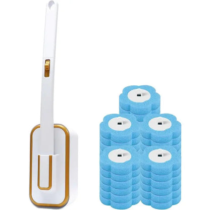 VOFUN-Disposable Head Toilet Brush System Including Holder& 30 Refills, For Bathroom, RV Tub For Easy Replacement Brush Kit