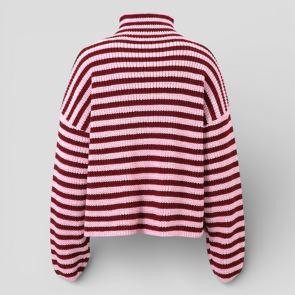 Pull Femme à Rayures Col Roulé