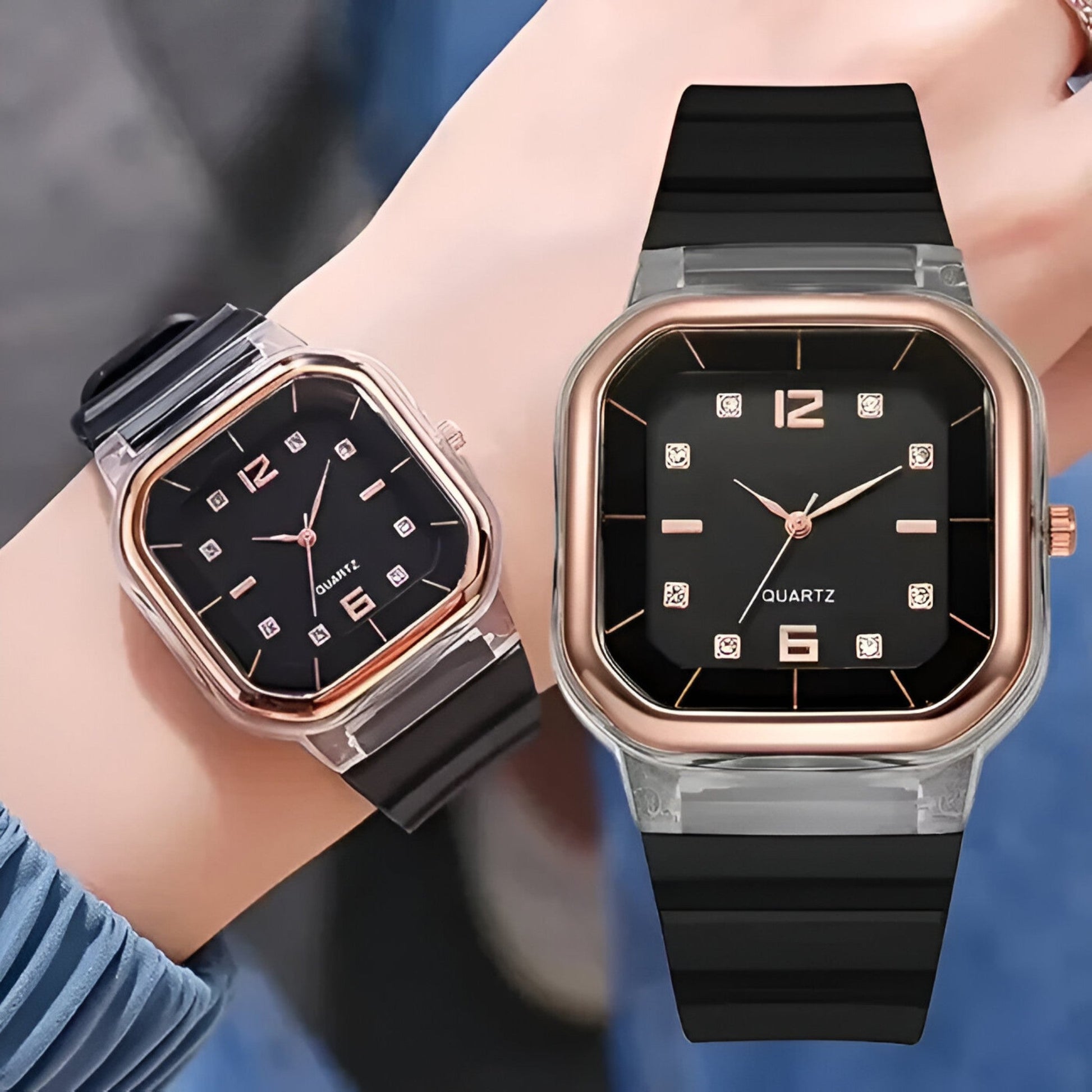 Janessa | Dameur i silikone med stor urskive og strassdetaljer - - watches - {{ product_tags }