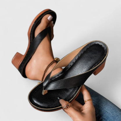 Womens Chunky Heel Thong Sandals