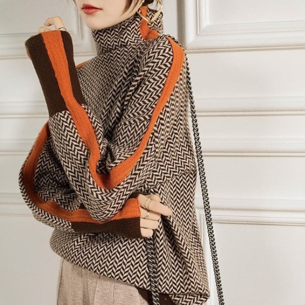 Bella | Women Luxe Herringbone golf sweater