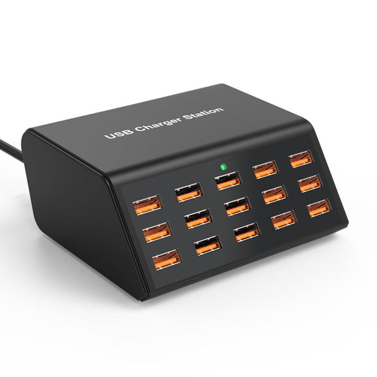 Kompakt 12-ports USB-ladestation til hurtig opladning