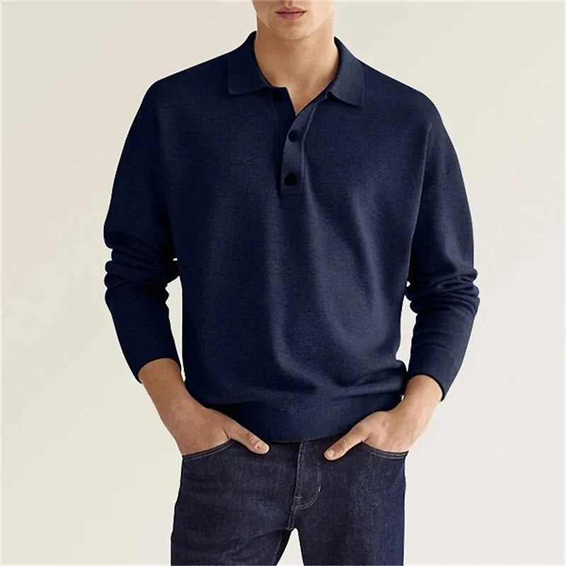 Callan | Men z długim rękawem casual Knit Polo koszula