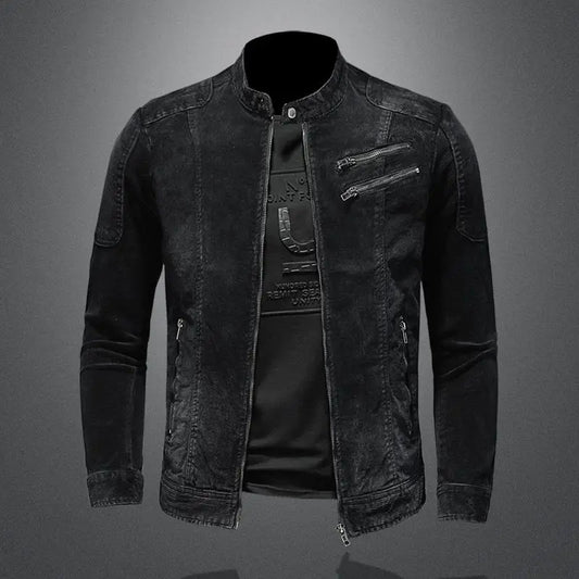 Męska Kurtka Slim Fit Stójka Wiele Zamków Błyskawicznych Kurtka Wiosenna | Szczegóły