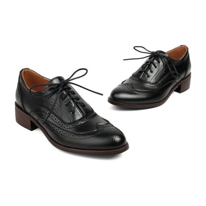 Women’s Oxford Brogue Shoes | Vintage-Inspired with Low Heel
