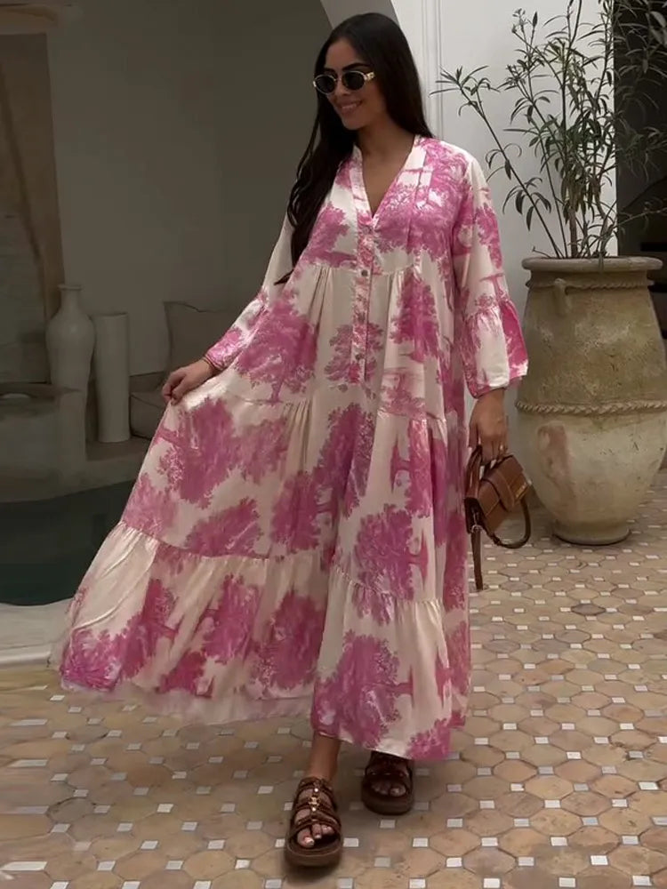 GlamMouris™ | Boho-maxi-kjole med blomstermønster