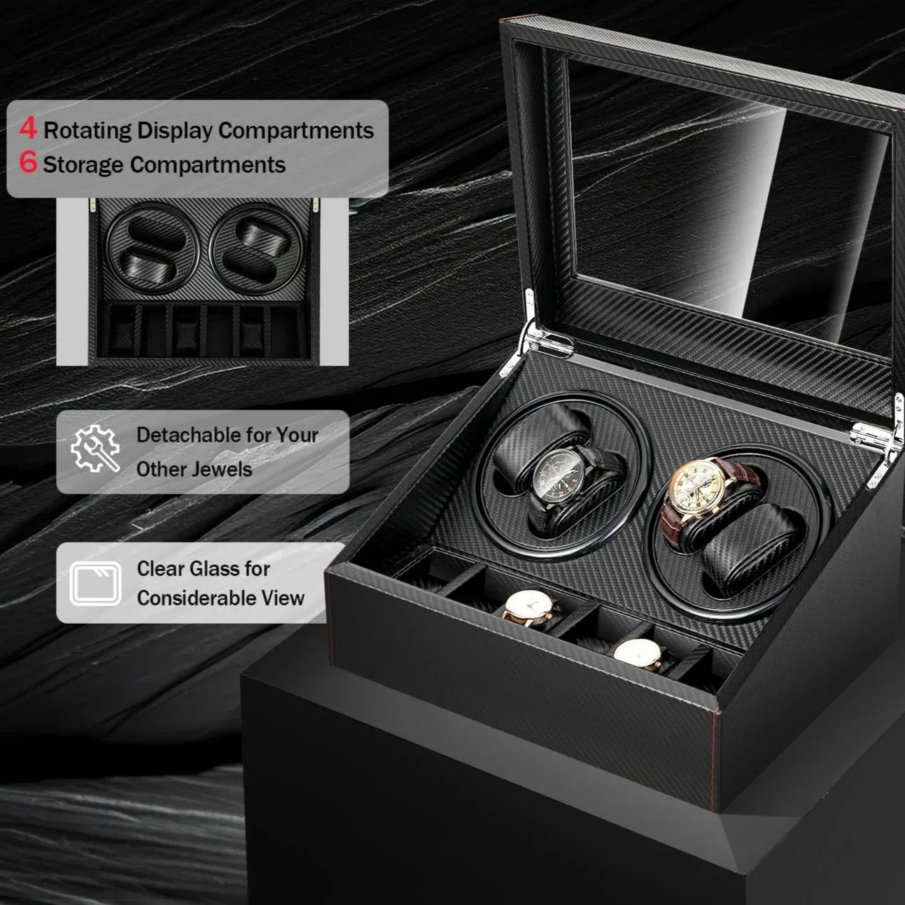 FörvarBillon® Quad - The Only Watch Winder with Ultra Silent (<5dB) Bi-Directional Japanese Motors | Designed by JesseVance Milan