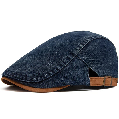 Ryland | Heren denim flatcap – casual newsboy-hoed