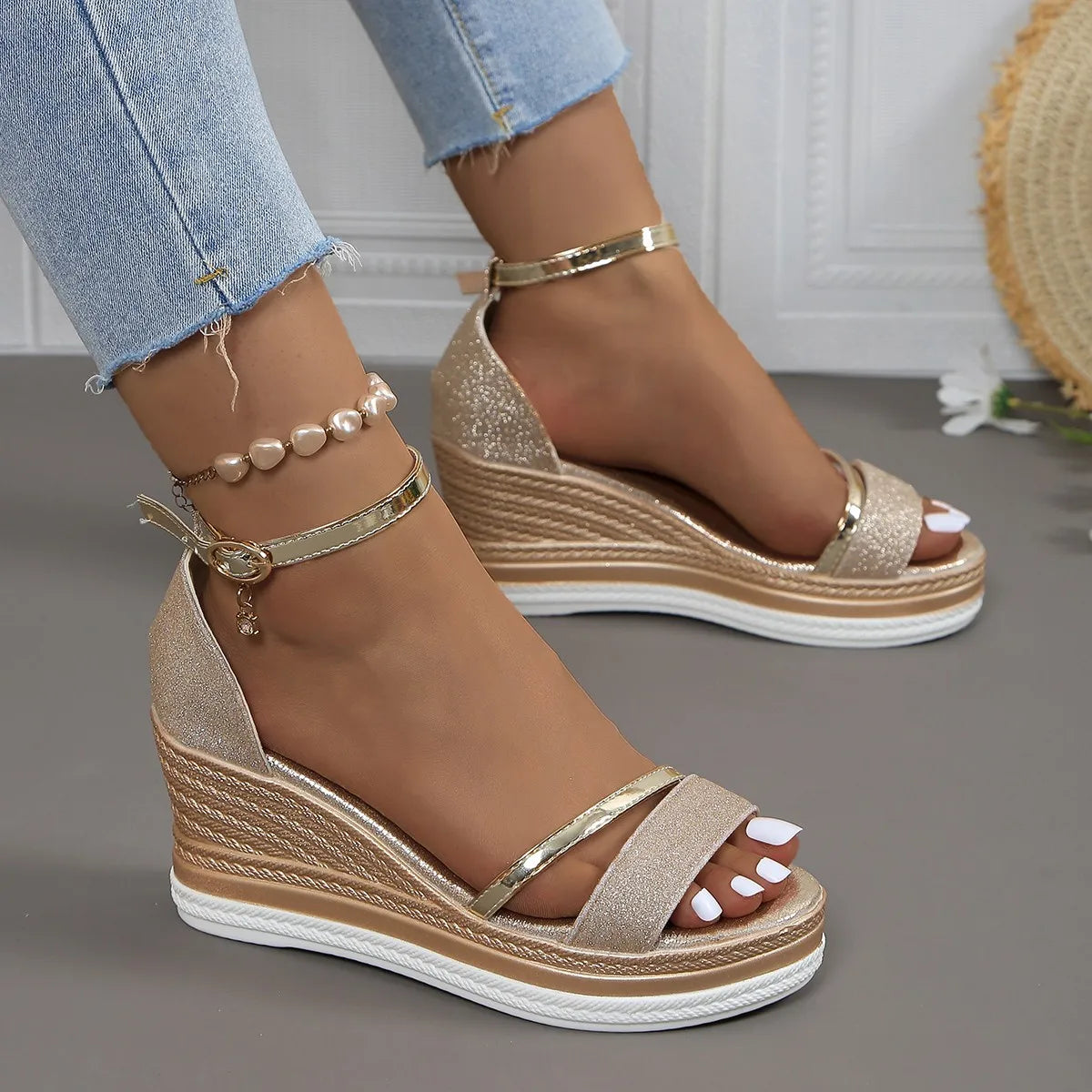 Womens Platform Wedge Strap Sandals