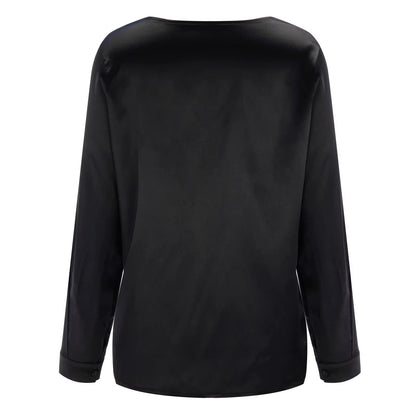 Women's Satin Blouse – Deep V Elegant Flowy Party Top