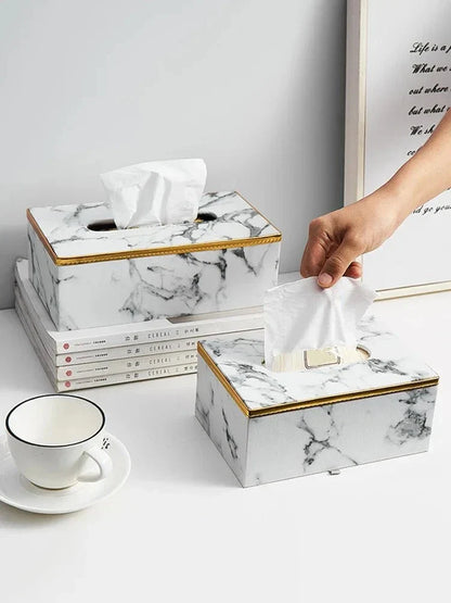 PraktLåda® by JesseVance Sweden: Designer Leather Marble Grain Tissue Box