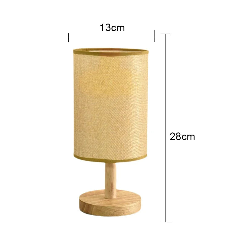 Aurora SilkGlow LED-Tischlampe – Dimmbare asiatische Nachtlampe mit Holzsockel und Stoffschirm