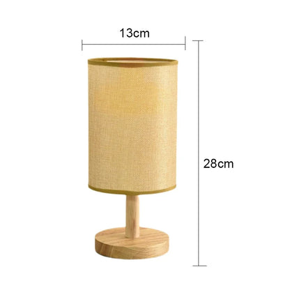 Aurora SilkGlow LED-Tischlampe – Dimmbare asiatische Nachtlampe mit Holzsockel und Stoffschirm