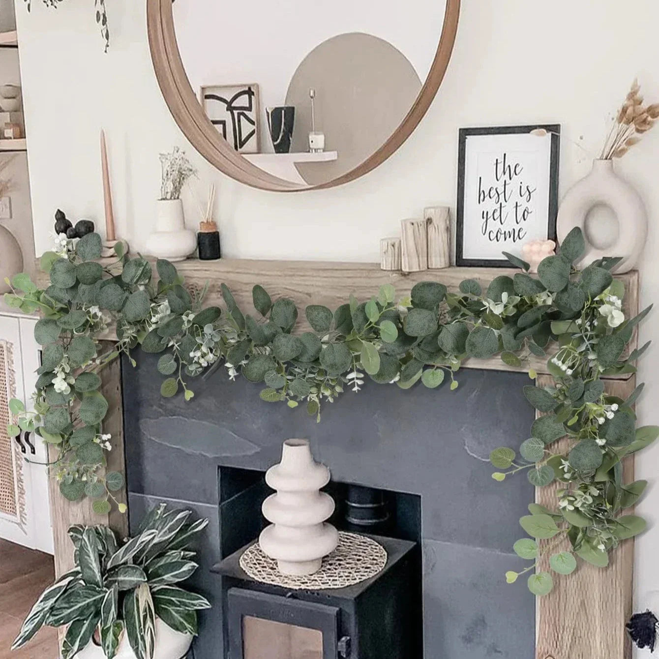 Garland Faux Eucalyptus 70 in Greenery Home Decor Wedding Party Table Mantel Staircase Accent | Thomler