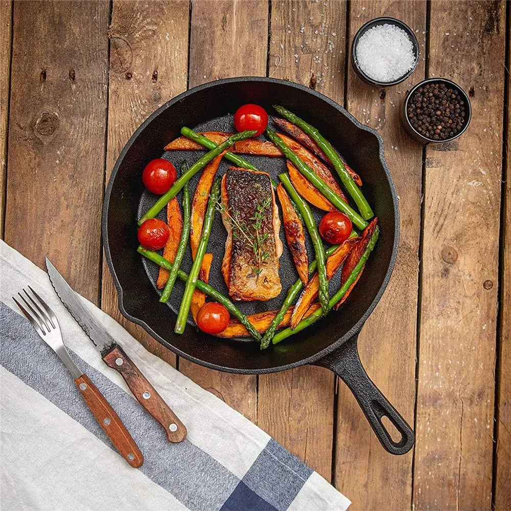 Gietijzeren Koekenpannenset 3-delig 16-20-26cm Inductie Gasfornuis Ongecoat Braadpan Omeletpan Roerbakpan Zwart | Restfield