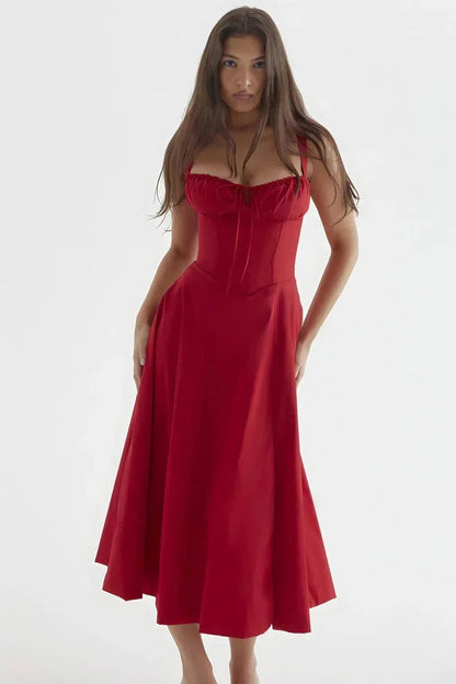 Damen Sommer Trägerkleid | Midi