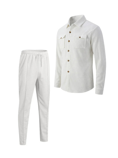 Alltime Rible Solid Button Pocket Two Piece Set