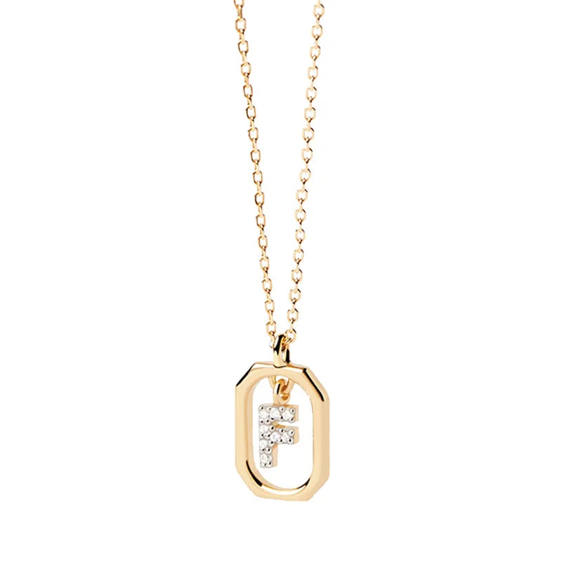 Collana Iniziale Personalizzata con Zirconi | Placcata in Oro – Ciondolo Lettera Alfabeto