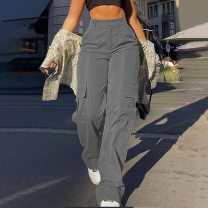 Chantal - High Waisted Pocket Cargo Trousers