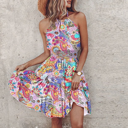 Women's Halter Lace Flowy Draped Dress