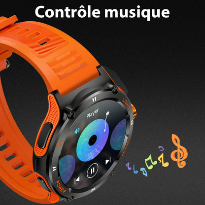 Smartwatch til Mænd med HD Skærm, LED Lys og Boussole