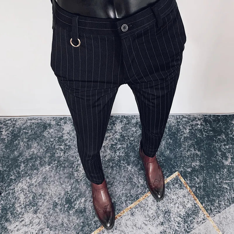 Men's Slim Fit Wool Mix Dress Trousers Formal Business Pants