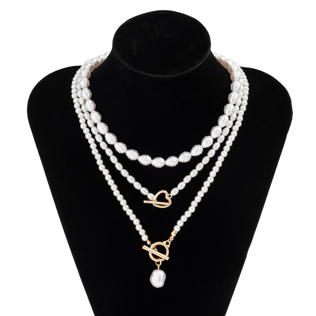 Pearl Heart OT Buckle  Necklace