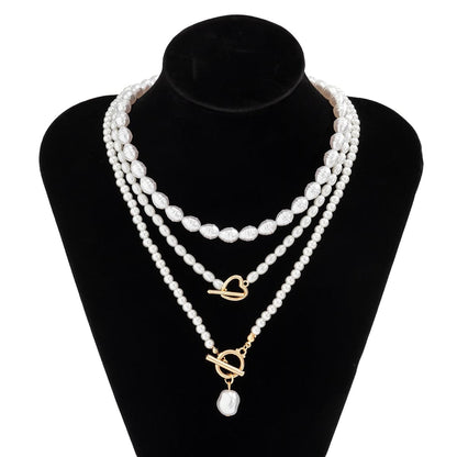 Pearl Heart OT Buckle  Necklace