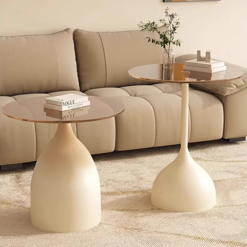 Varellia - Moderne Ronde Glazen Bijzettafel