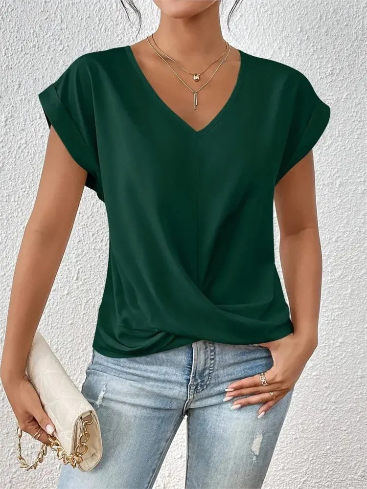 Eliza | V Neck Short Sleeve Blouse