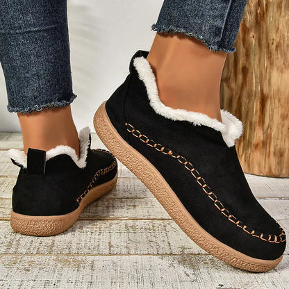 Women's Suede Moccasin Ankle Boots Flat Shoes