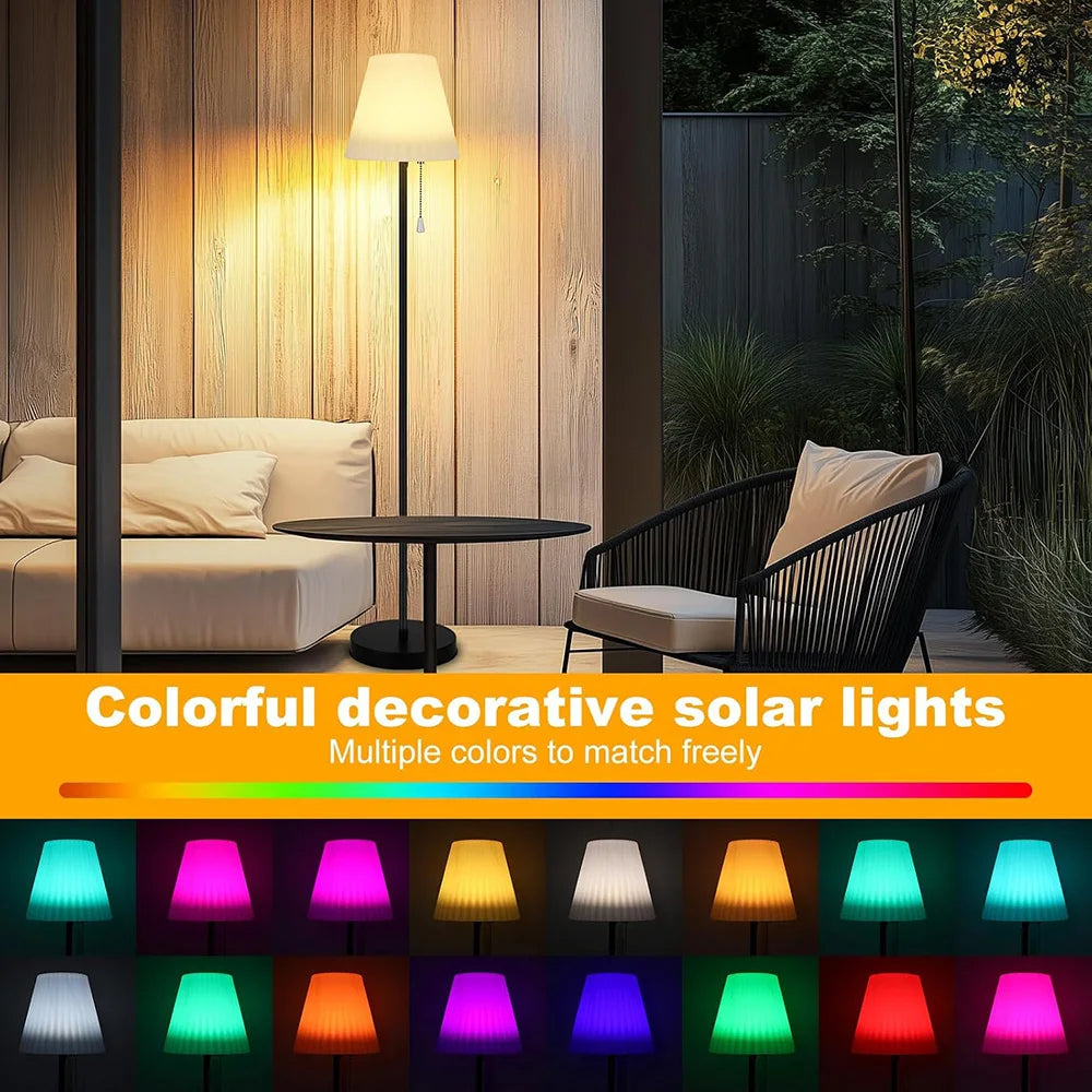 LED Floor Lamp Solar For Living Room Adjustable Rechargeable Stand Light Dimmable Cordless w/ Light Sensor Patio Standing Light