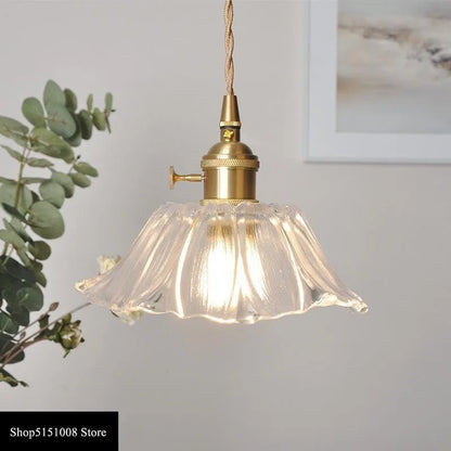 Modern Glass sunflower LED Pendant Lamp With Switch Living Room Bedroom Green Amber Nordic Hanging Lights Luminaria Hanglamp