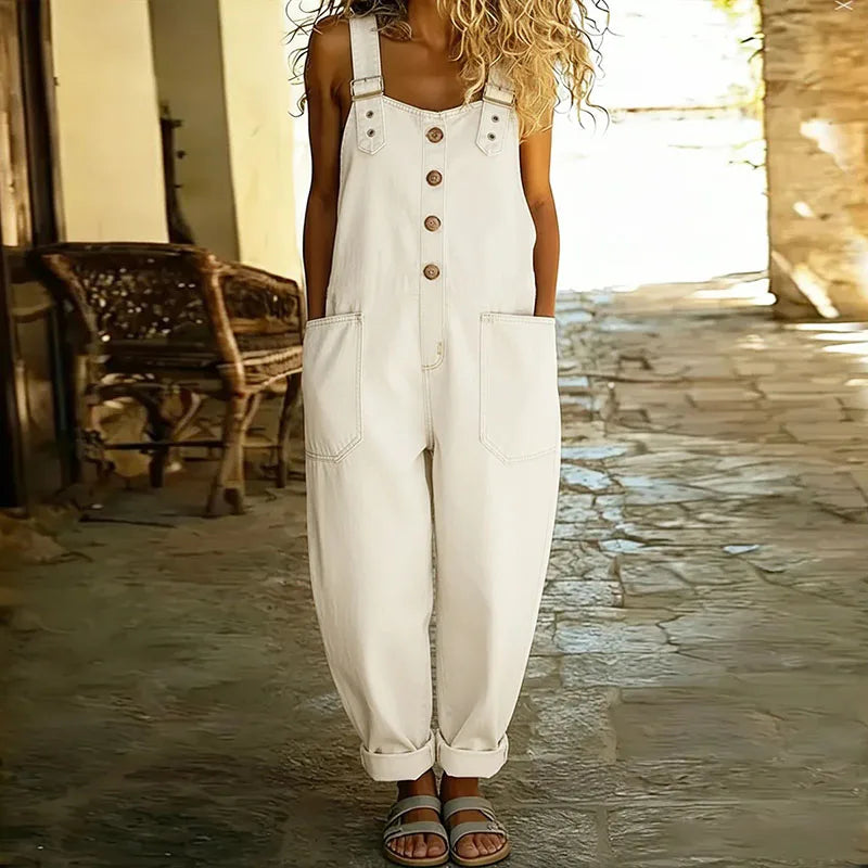 Kata™ | Vintage stílusú farmer overall állítható pántokkal