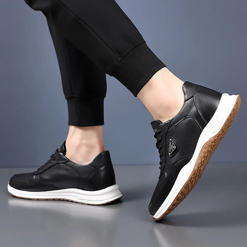 Cavento Sneaker mit Slip-On und Schnürung – Freizeitschuh mit Lederoberfläche und Profilsohle