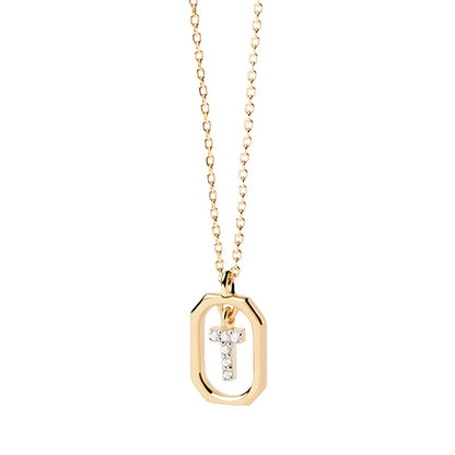 Collana Iniziale Personalizzata con Zirconi | Placcata in Oro – Ciondolo Lettera Alfabeto