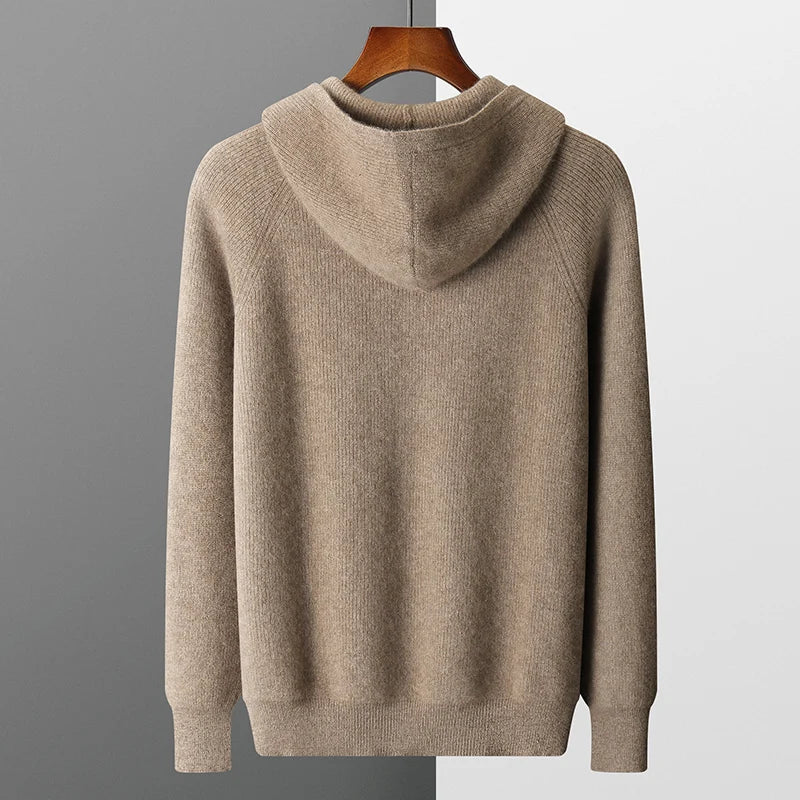 Men’s Casual Knitted Hoodie – Comfortable Zip-Up Sweater for Everyday Streetwear Style