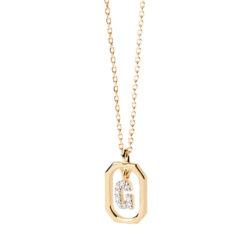 Collana Iniziale Personalizzata con Zirconi | Placcata in Oro – Ciondolo Lettera Alfabeto