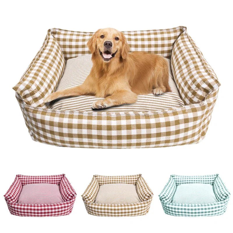 CloudBed Cotton Pet Sofa Bed – Breathable Striped Dog Bed for Small to Medium Pets