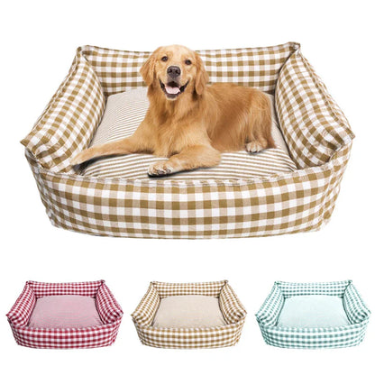 CloudBed Cotton Pet Sofa Bed – Breathable Striped Dog Bed for Small to Medium Pets