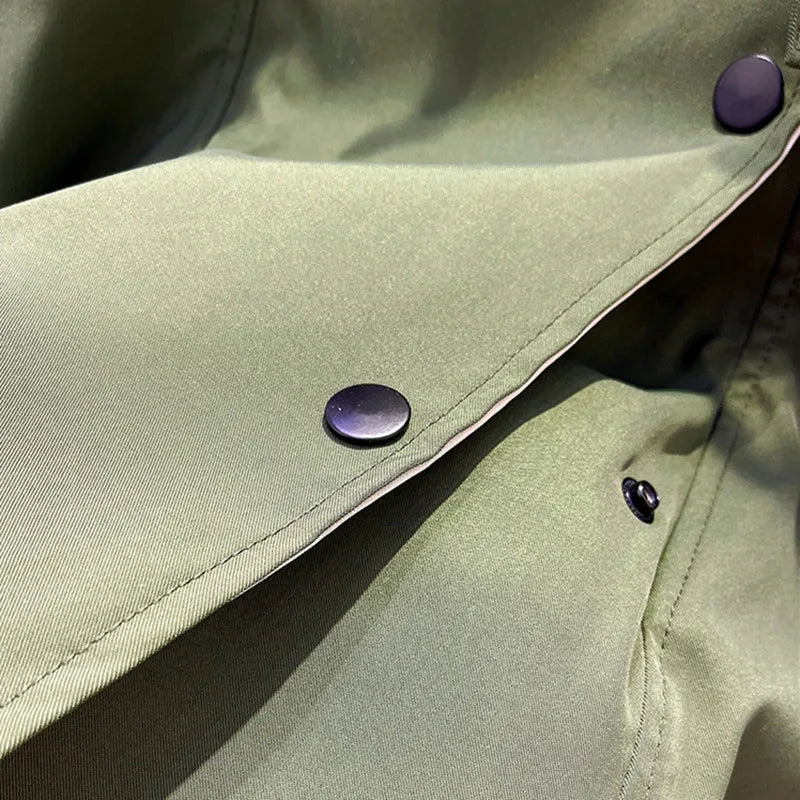 Calviro Trenchcoat mit Kapuze und Knopfverschluss in langer Passform für Alltag und Freizeit
