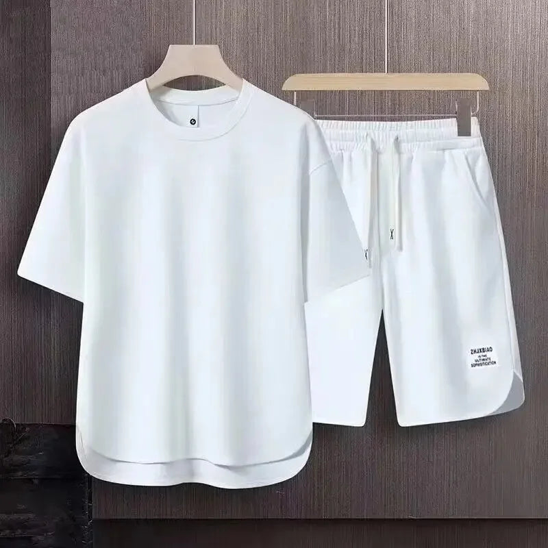Męski komplet dresowy na lato – T-shirt z krótkim rękawem i szorty z kieszeniami