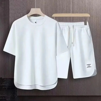 Męski komplet dresowy na lato – T-shirt z krótkim rękawem i szorty z kieszeniami