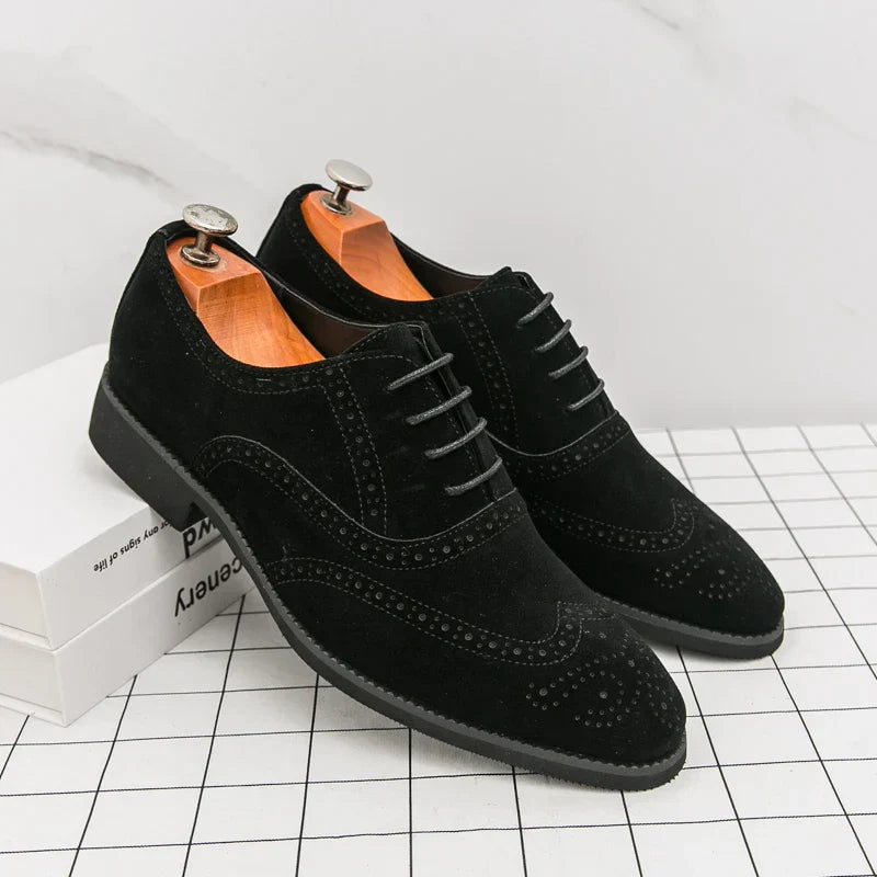 Men's Suede Leather Brogue Oxfords Dress Shoes