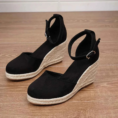 StepCharm | Dames suède espadrille sleehakken – enkelbandje, zomerse hakken