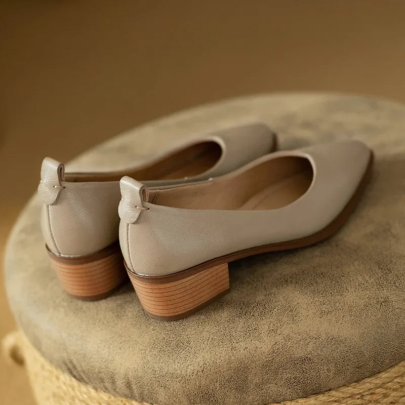 Women's Block Heel Pumps Pointed Toe Slip On Work Shoes